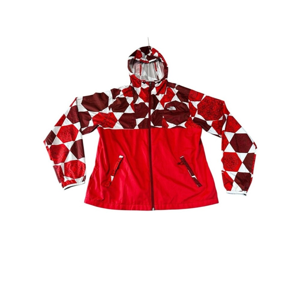 The North Face WindWall Windbreaker Jacket Mens Large Red Hooded Lightweight